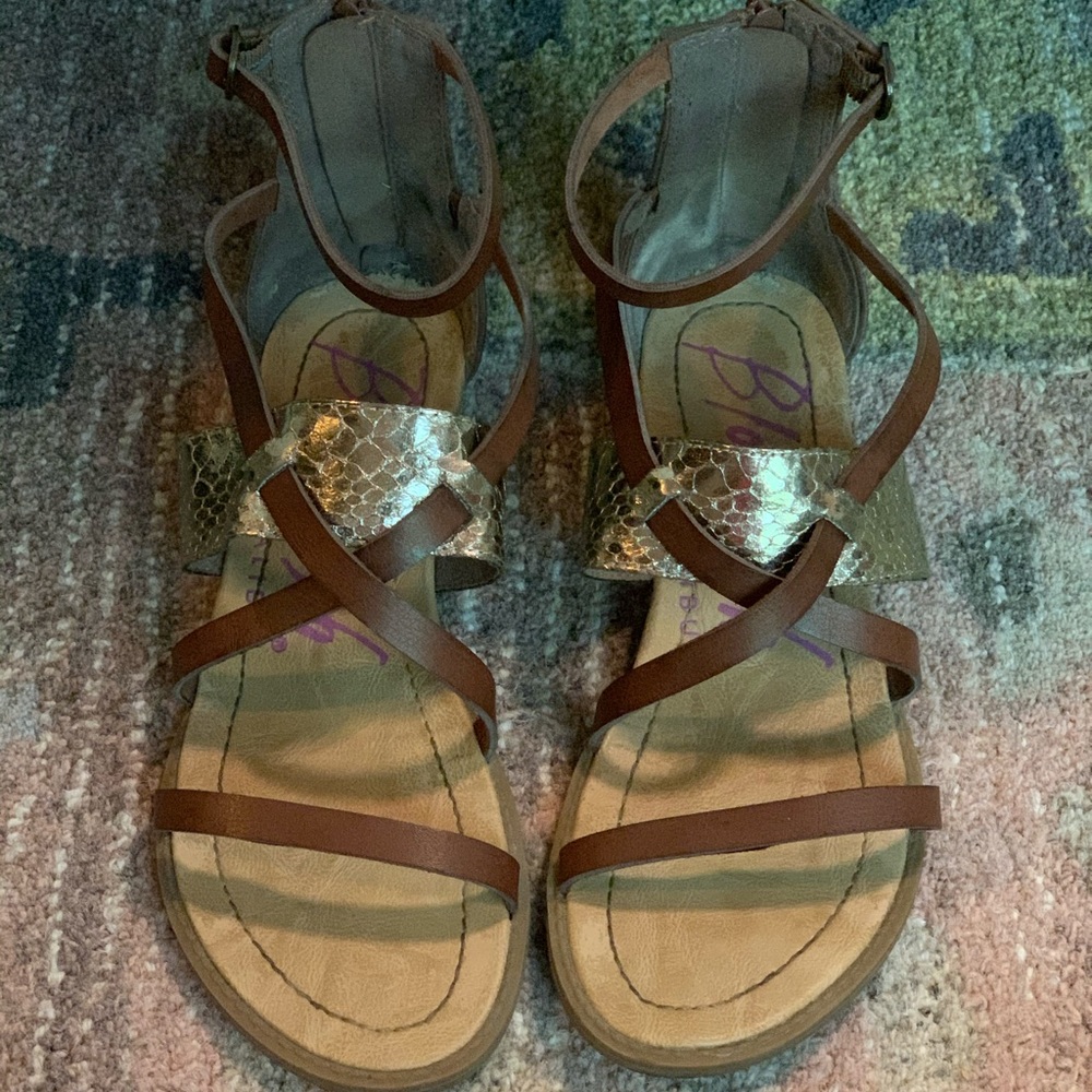 Blowfish brown & metallic sandals. Gently worn